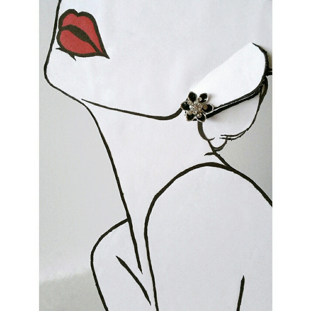 Vintage Coro enamel & rhinestone flower earrings